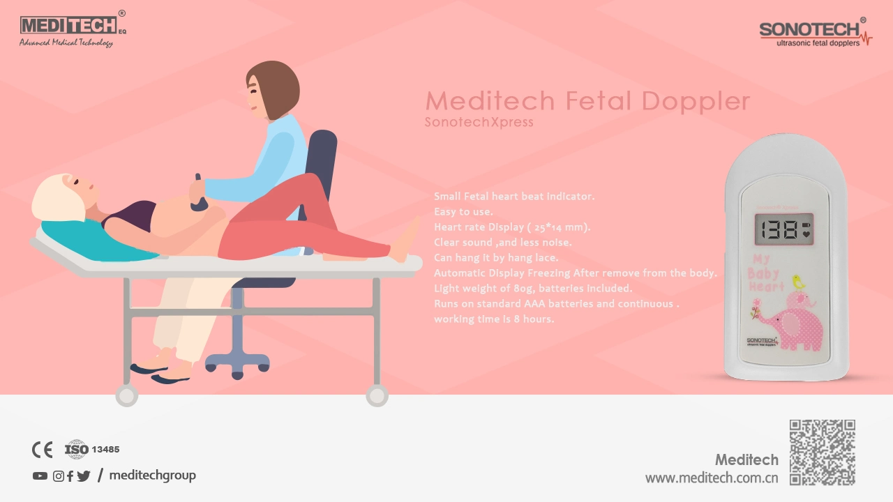 Pantalla LCD de bolsillo de alta calidad aprobada por CE Ultrasonido fetal Doppler