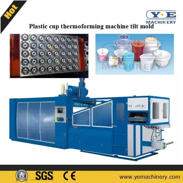 Automatic PLA PP Pet Tilt Mold Plastic Cup Thermoforming Making Machine