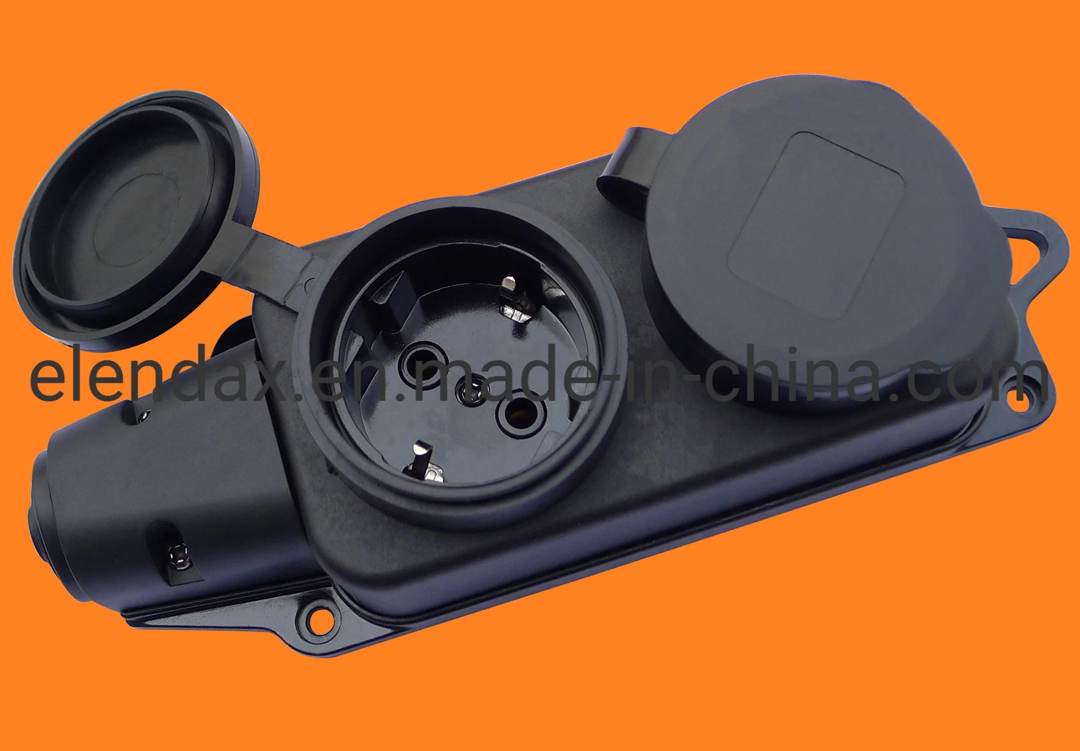 Elendax Industrial Black EU 3 Way Socket Outlet - 16A IP44 (P6310E)