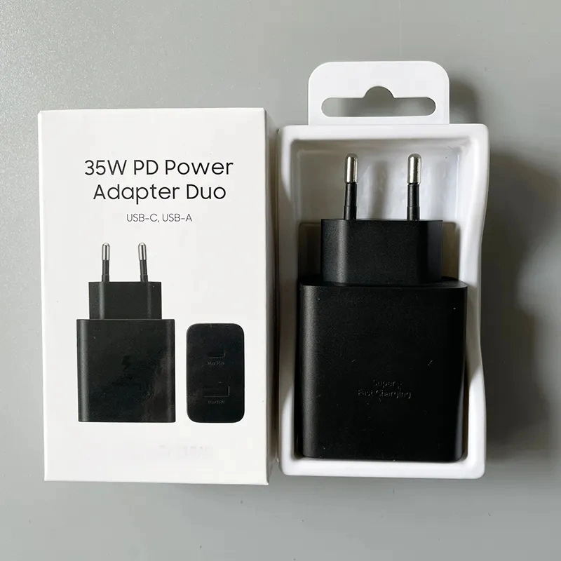 Nuevo enchufe UE 35W PD Cargador Doble tipo de enchufe USB C Cargador y adaptador para Samsung 35W PD adaptador de alimentación para Galaxy Más de S23 S20 bloques de teléfono