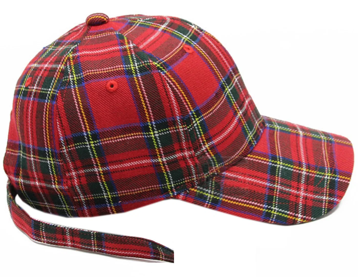 Nuevo cierre de correa ajustable alcanzó un máximo de 6 paneles de béisbol estructurado cuadrícula roja moda Plaid sombreros gorros