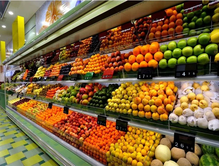 Supermercado Frigorífico refrigerador Display para legumes e frutas