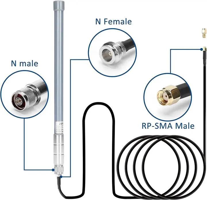 Conectores macho de 20X400mm WiFi Aatenna N hembra a RP-SMA exterior Antena de fibra de vidrio de helio