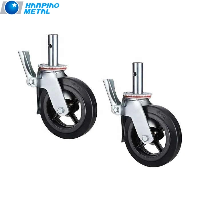 Hanpiao 125mm Heavy Duty Industrial Caster with Brake PU Caster Wheel 4" 5" 6" 8" Heavy Duty Industrial Caster