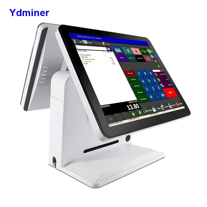 Cr001 Restaurant Touch Screen نظام Android POS بحجم 15 بوصة مع شاشة مزدوجة