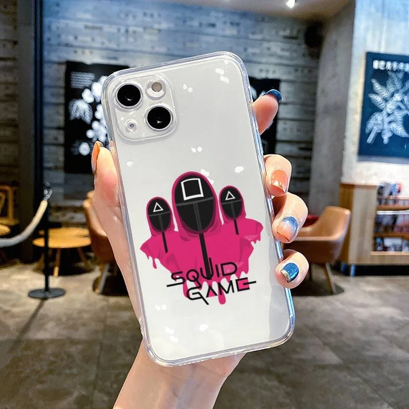 New Customizable Pattern Anti-Yellowing Transparent TPU Squid Game Phone Case for iPhone 13 PRO Max iPhone 13 Mini