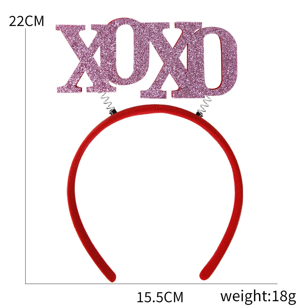 Valentine&prime; S Day Heart Headband Red Sequins Hair Band Hair Hoop