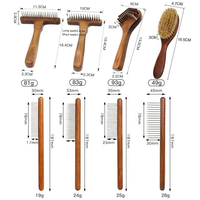 Factory Custom Logo Wooden Tool Pet Hair Grooming Comb Brush