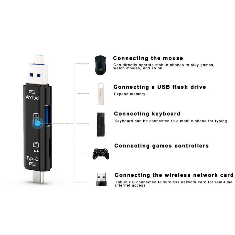 Una muestra gratis el lector de tarjetas de memoria USB OTG todo en uno con SD / TF Ranura USB/.