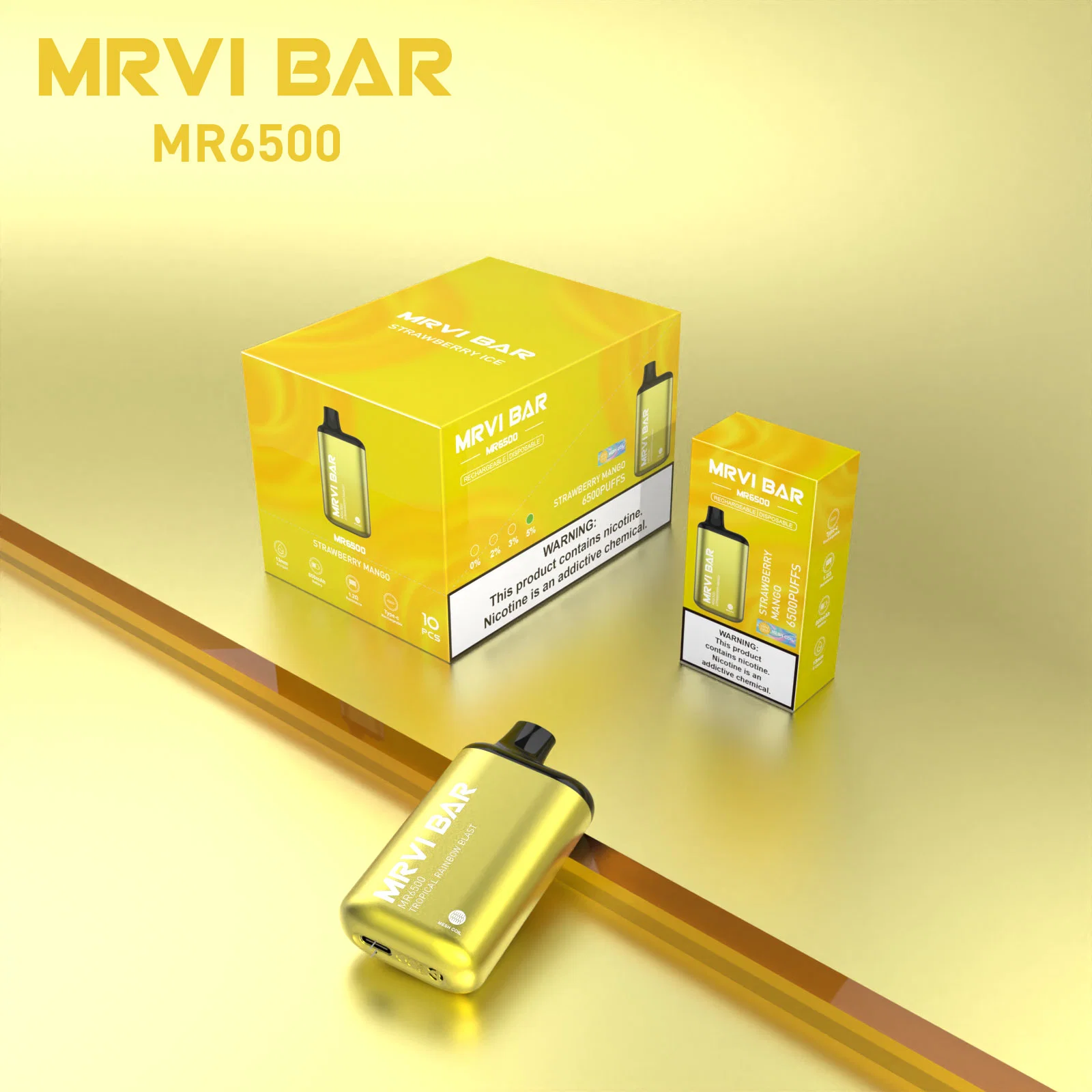 Originales de alta calidad Mrvi Bar 6500 inhalaciones de Vape tubo metálico de 600 mAh recargar la batería de 10 sabores E puro Wape