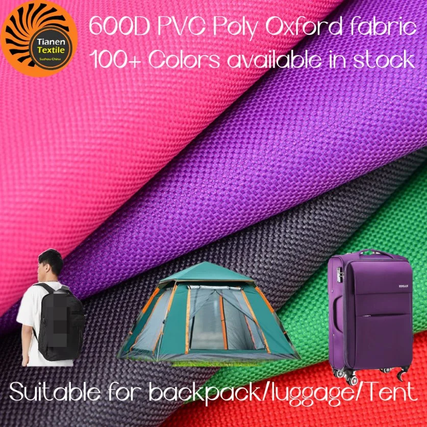 (100+ colors available in stock) 600d Waterproof Polyester PVC Coating/Coated Oxford Fabric for Bag/Luggage/Table Cloth/School Bag/Tent