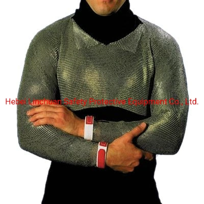 Stainless Steel Metal Mesh Double Sleeve T-Shirt Garment Is Made of Fluid Fabric of Individually Welding Rings for Comfortable Fit