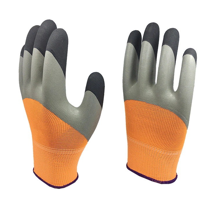 Seamless Polyester Finger Double Dipped Latex Foam Coating Work Gloves