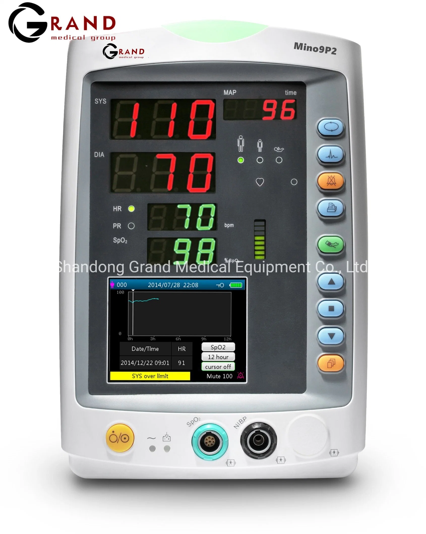 Hochentwickeltes medizinisches Fertigungsgerät mit hochauflösendem LCD-Display SpO2 EKG-Display IBP Temp 7 Zoll Vital Sign Tragbarer Patientenmonitor klinisch Preislisten Für Geräte