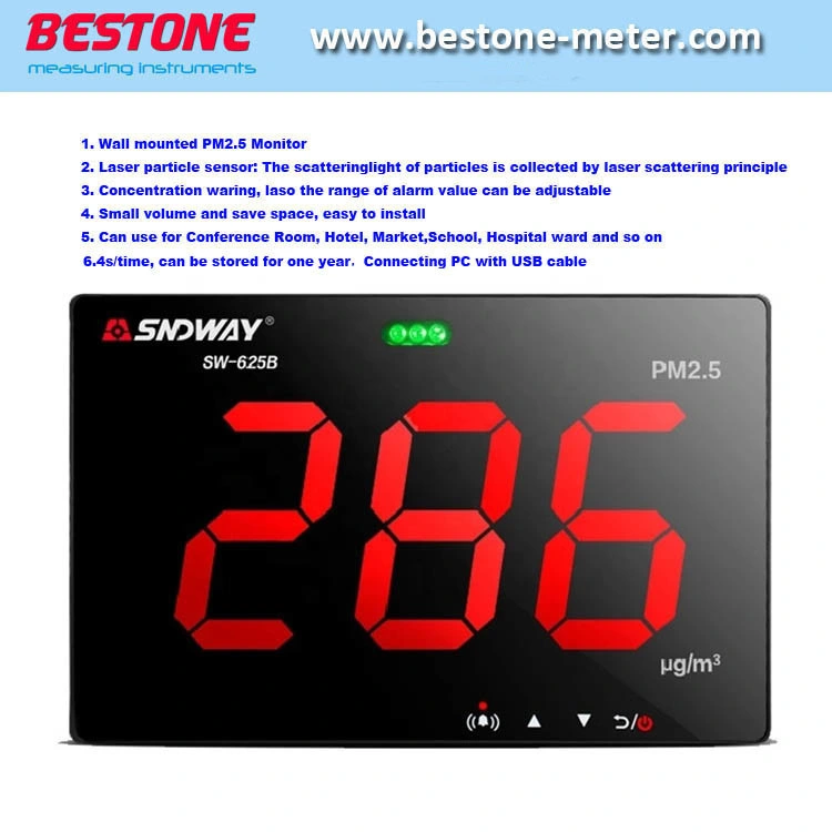 Wall-Mounted Air Quality Monitor Pm2.5 Meter Sw-625b