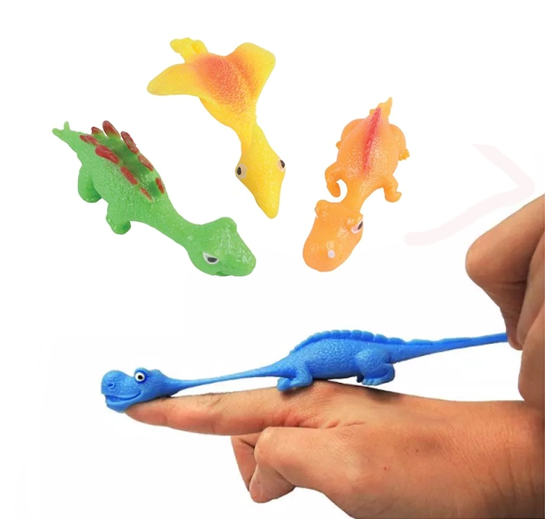 TPR Stretchy Soft Flying Dinosaur Animal Catapult Finger Slingshot Toy for Kids