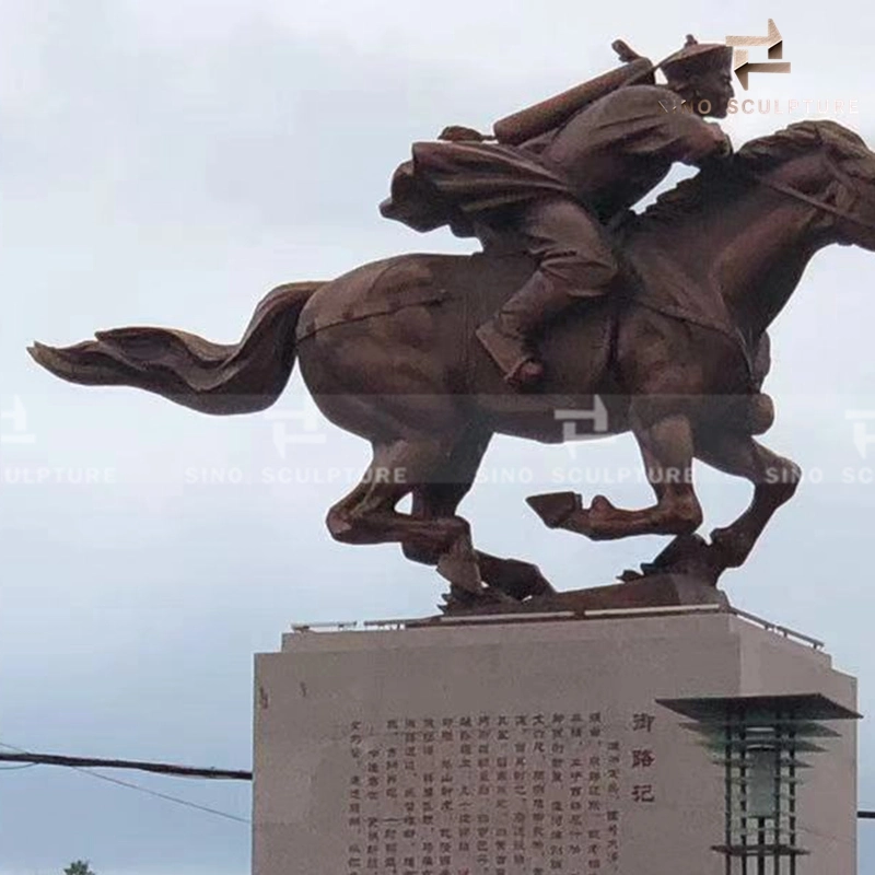 La decoración de arte al aire libre Escultura en bronce con pátina y esculturas de piedra