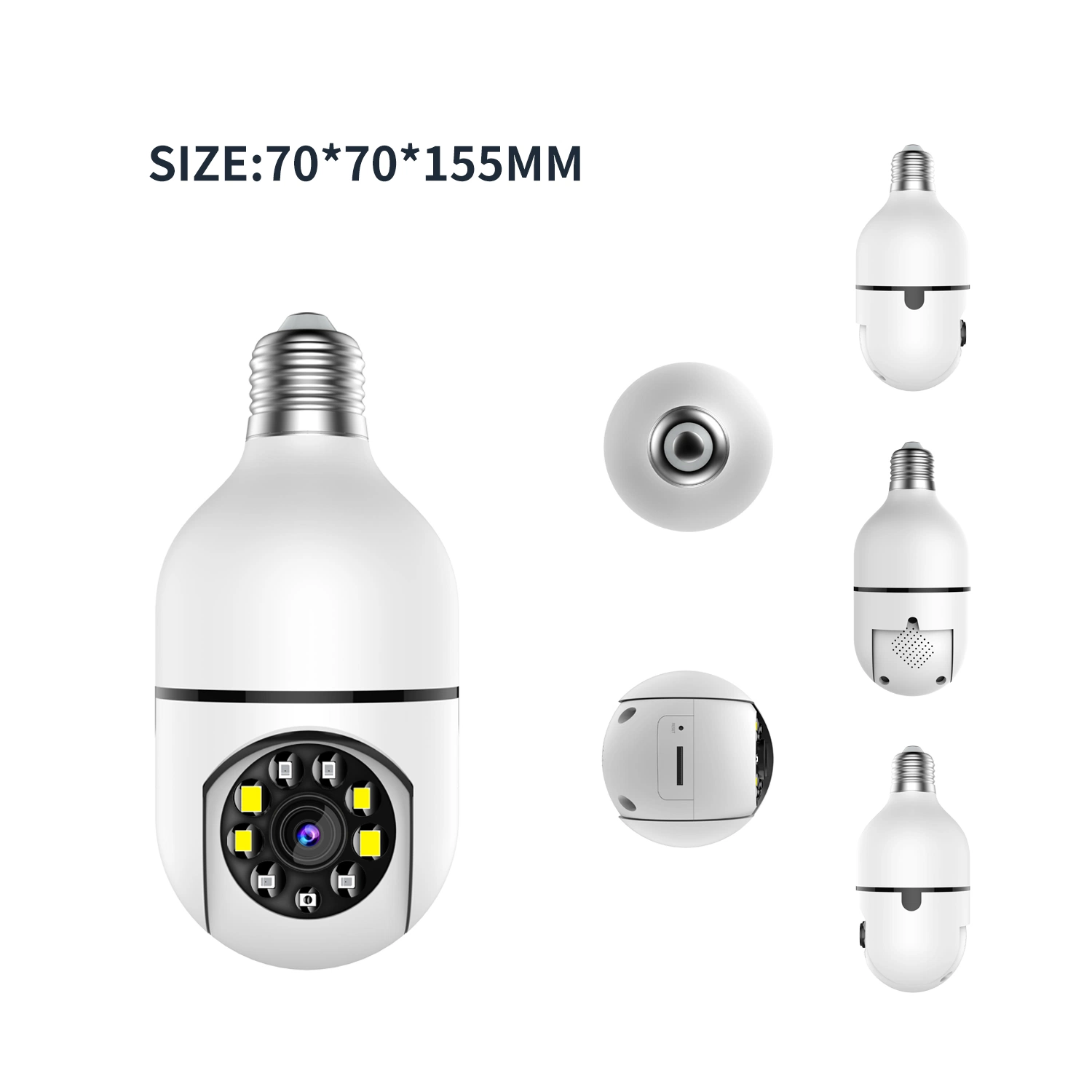 Vigilância de 360 graus, CCTV panorâmico, FishEye Light Bulb VR Network Câmara WiFi Home Security IP Camera