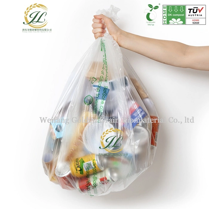 Biodégradable personnalisée plastique compostable T-Shirt Sac en plastique avec visage souriant PE Gilet sac de magasinage en plastique de supermarché