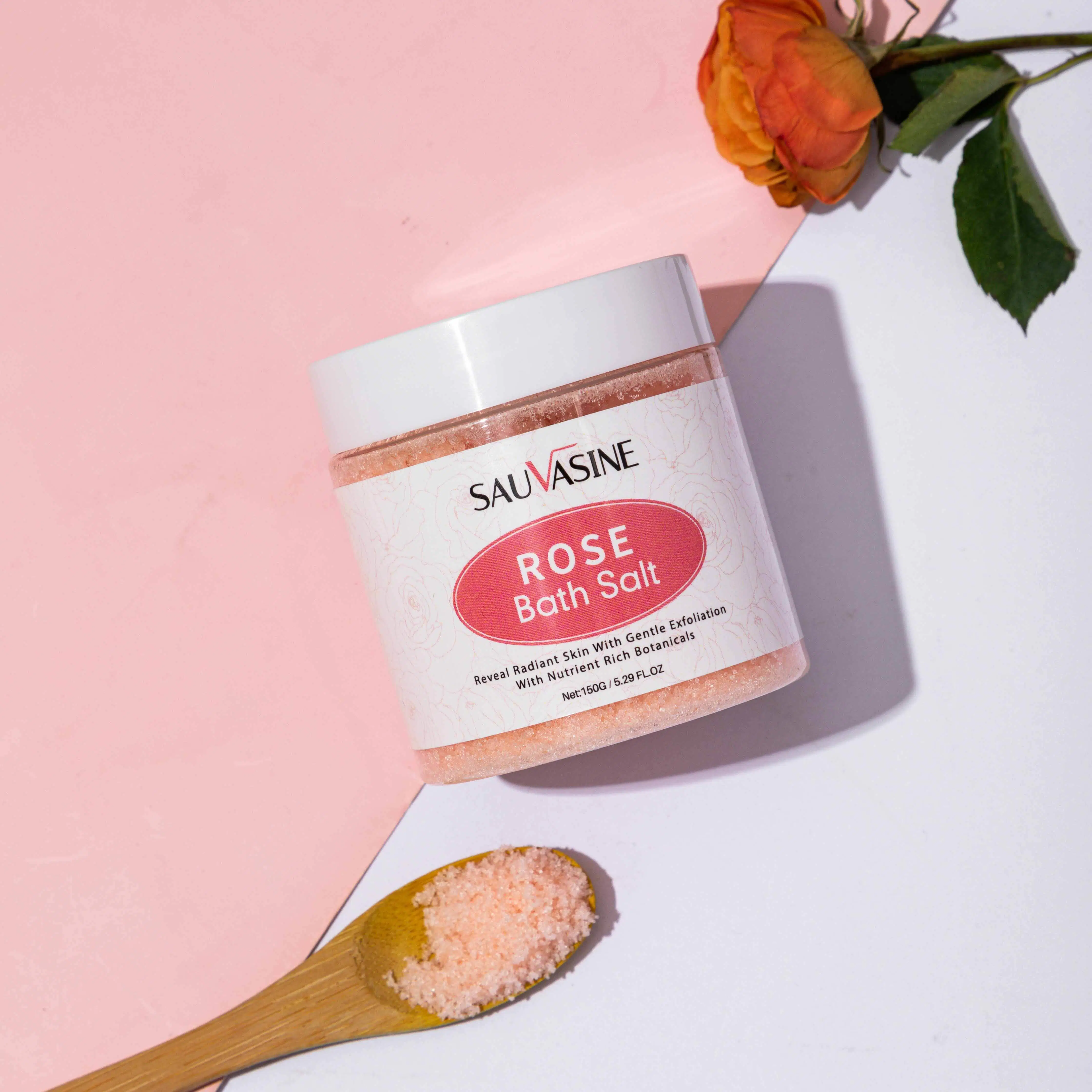 Gommage au sel pour bain de rose en cristal de Detox de la mer Morte de l'Himalaya