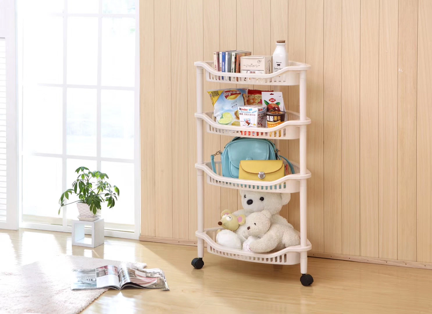 4-Tier Multipurpose Plastic Shelf Display and Storage Rack