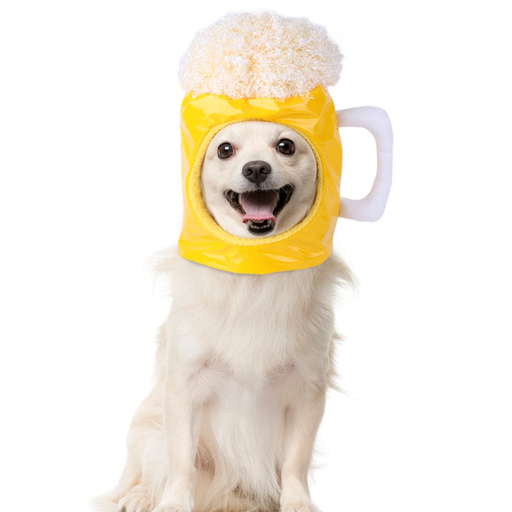 Mascota prendas de cabeza de desgaste del cabezal de patrón de forma de copa de cerveza de accesorios de moda lindo perro Hat fiesta de Halloween perro desgaste del cabezal