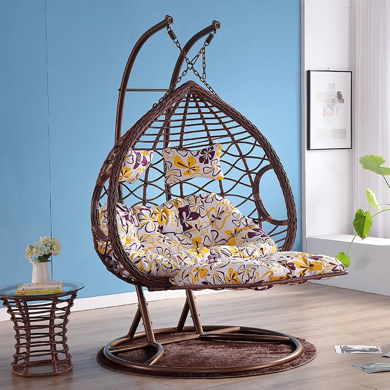 Double Swing Chair with Stand Large 2 Person Indoor Outdoor Wicker Patio Basket Hanging Chair