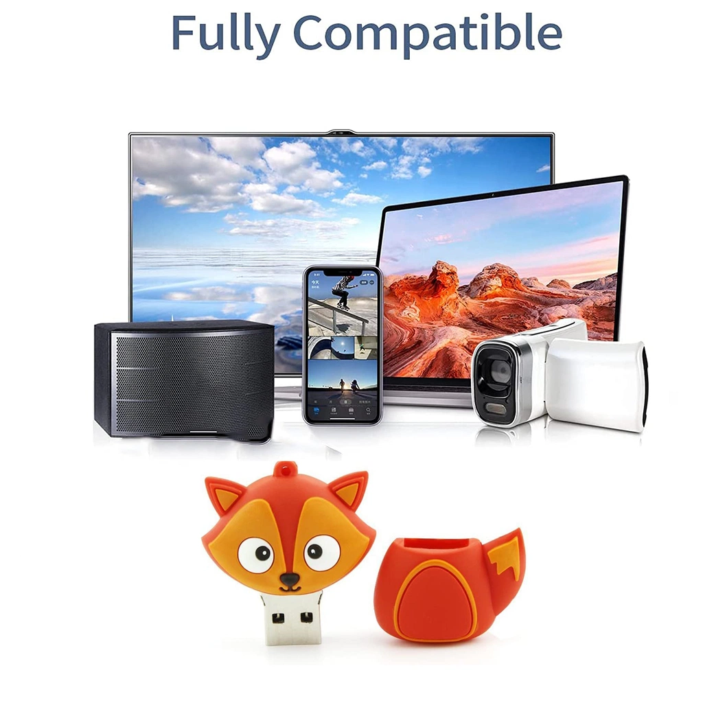 Nuevos productos al por mayor especial diseño Custom Fox forma una unidad flash USB para la memoria USB de forma animal regalos