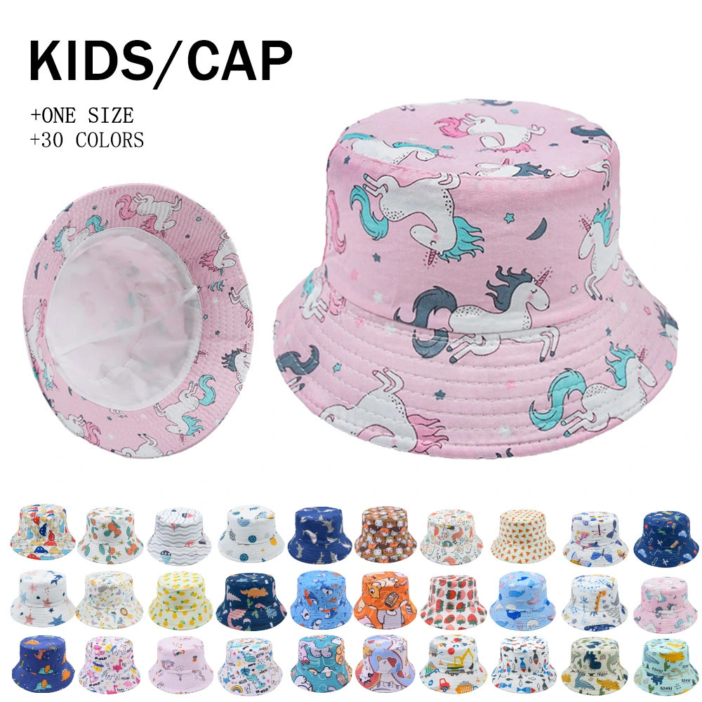 Custom Different Style Baby & Toddler Girl Full Printing Sun Protective Reversible Bucket Kids Sun Cap Baby Hat