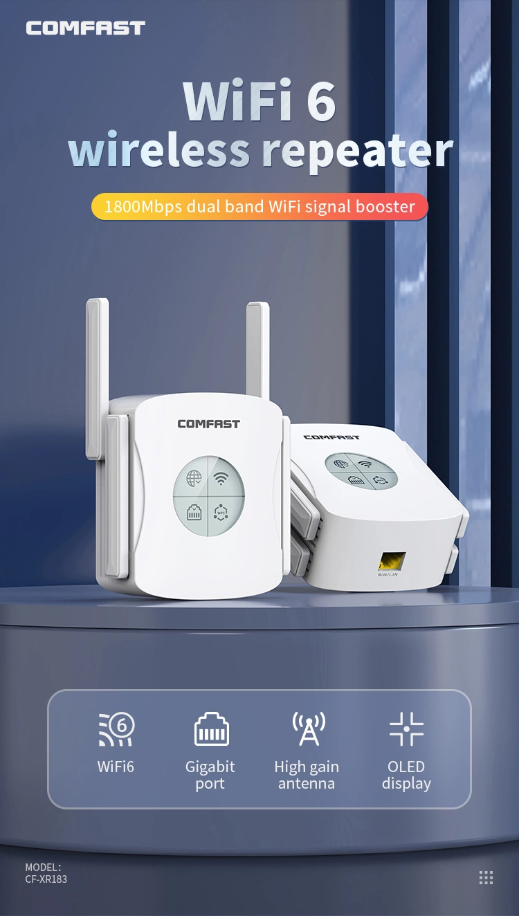 Full Coverage WiFi Signal Booster 802.11ax 1800Mbps Comfast Gigabit WiFi Range Extender WiFi 6 Wireless Repeater