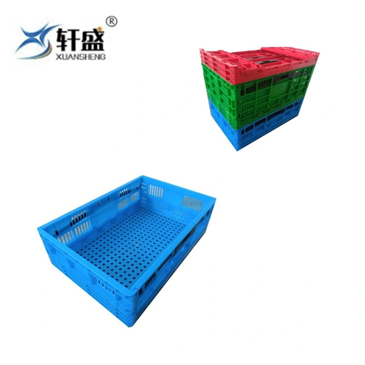 Folding Plastic Turnover Basket Quare Storage Stacking Basket with Holes