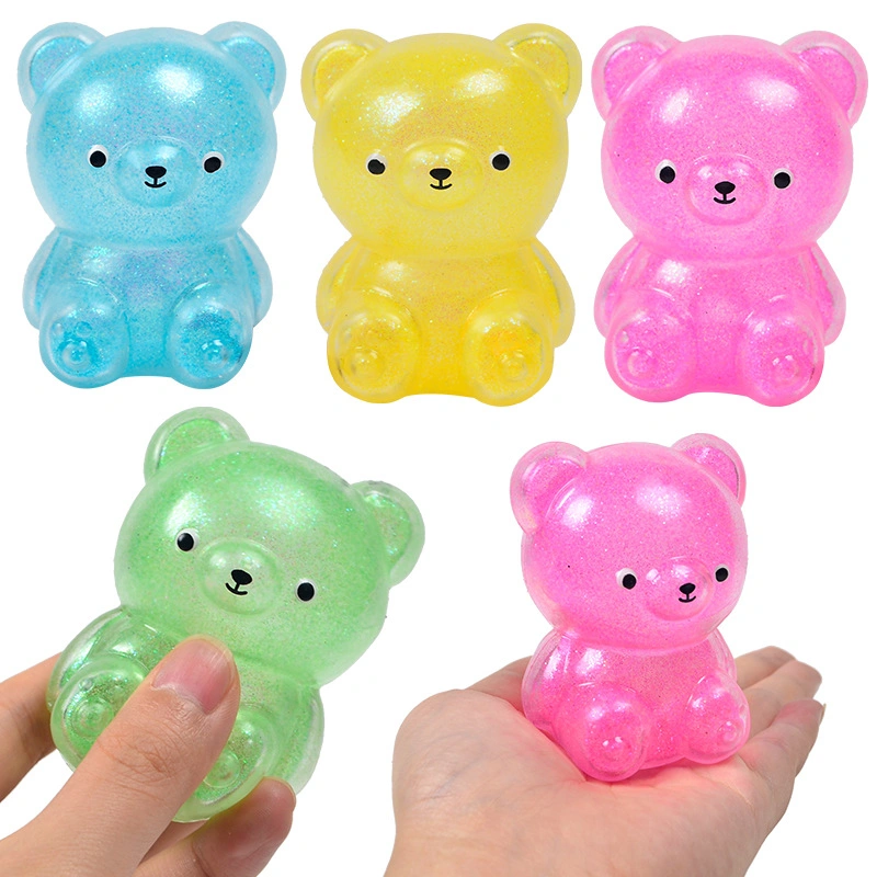 TPR Glitter Squsihy Air Cute Bear Toy for Kids