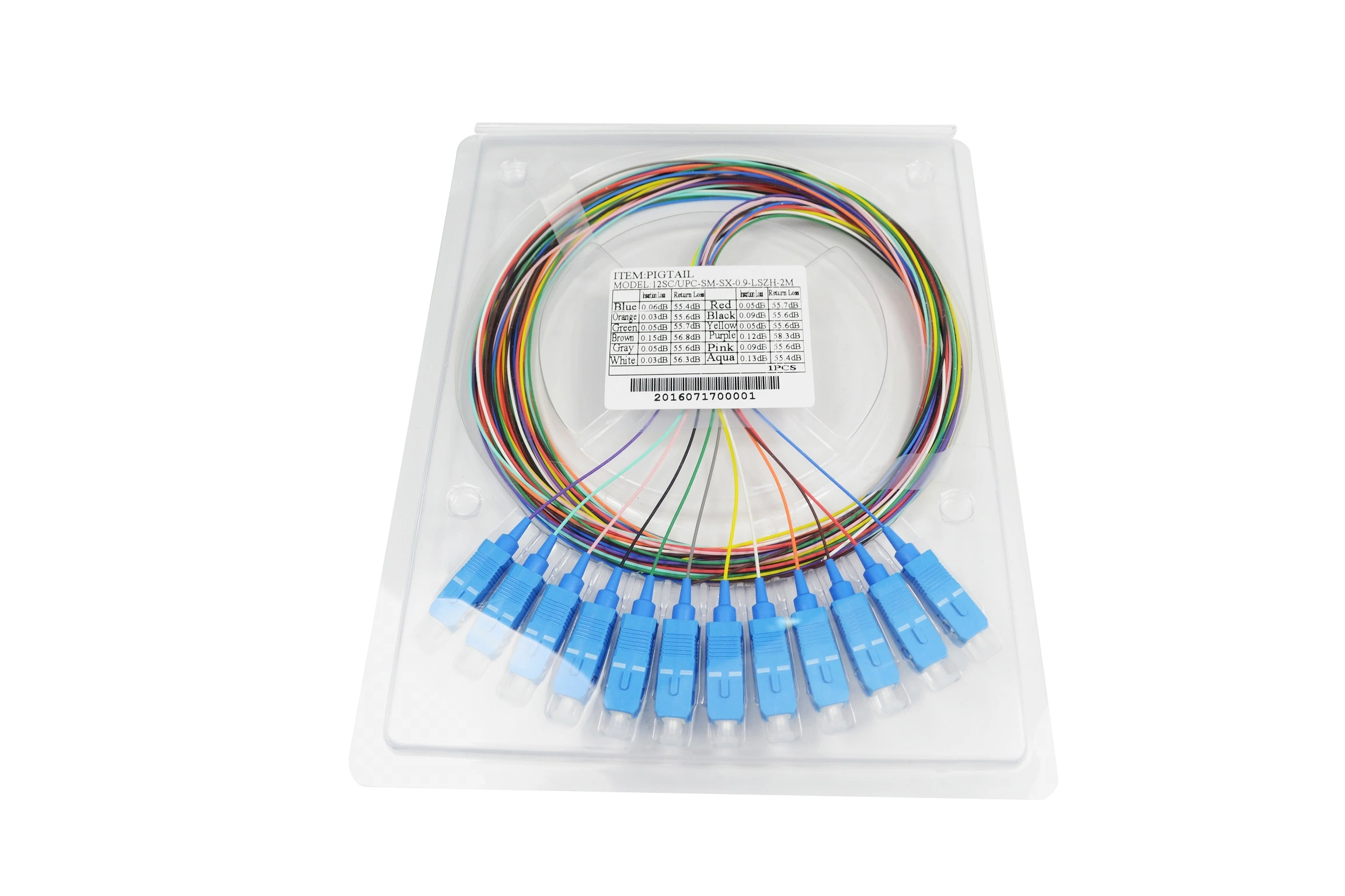 Customized Length Sc APC Upc Singlemode 12 Core Optical Fiber Pigtail