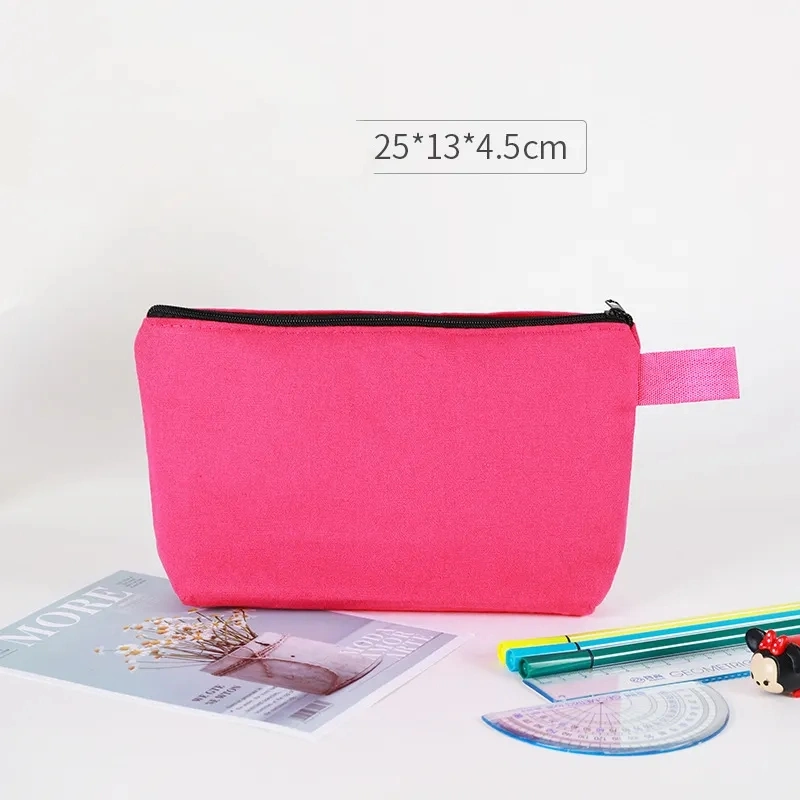 Wholesale Mix Color Cotton Canvas Cosmetic Makeup Bag Blank Dust Wash Pouch Canvas Make up Bag Cosmetic Pouch