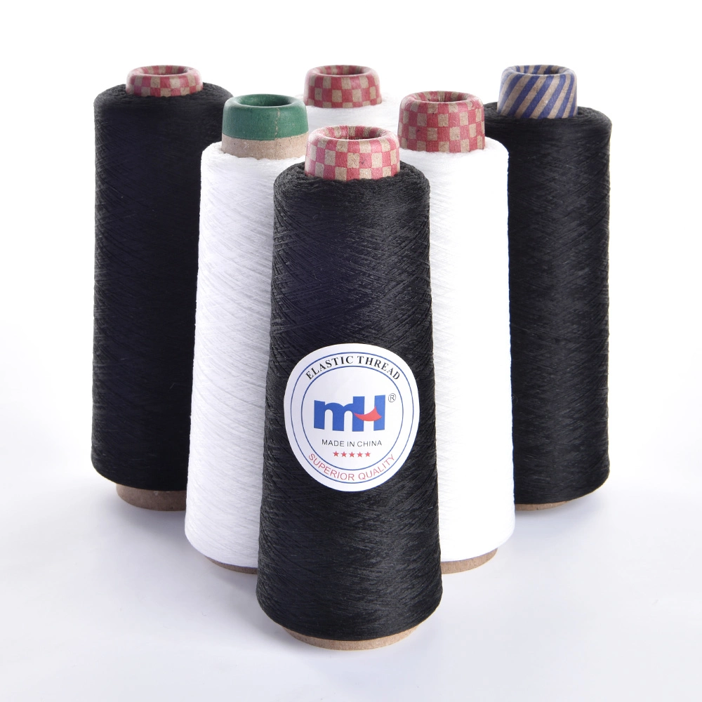 250d Polyester Spandex Elastic Thread 1kg Bobbin Black White Color