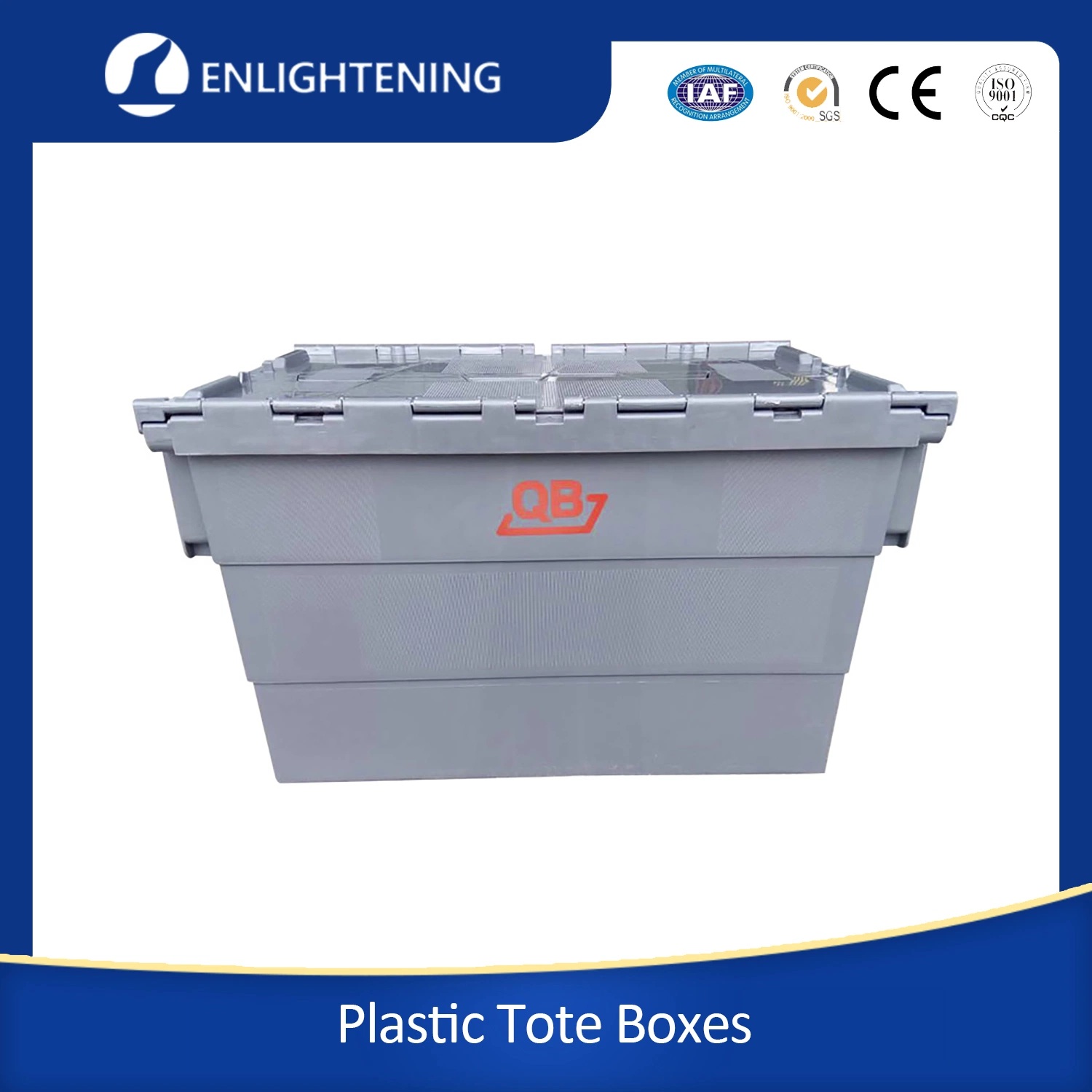 Factory Direct Sale Heavy Duty Industrial Transport Warehouse Storage Big Large Size Logistic Tote Moving Stack and Nest Plastic Container with Attached Lid