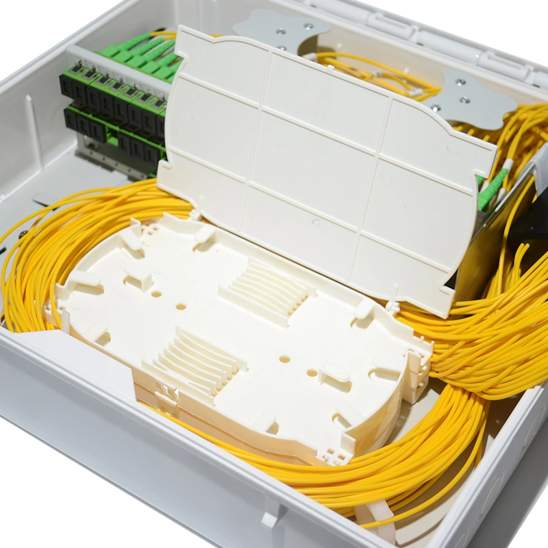 FTTH Indoor Outdoor 72 Core Fiber Optic Termination Box with Steel Tube Type PLC Splitter and Adapter