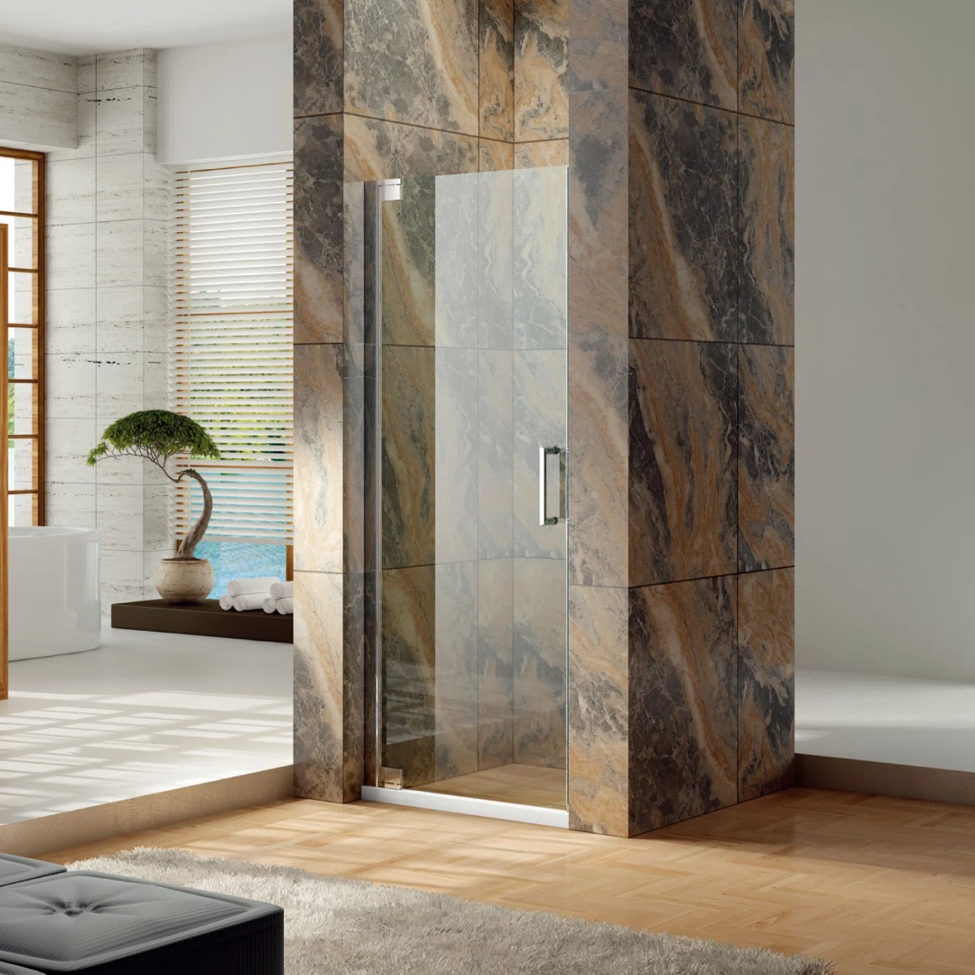 Tempered Glass Shower Door Simple Bathroom Room (MZ1221)