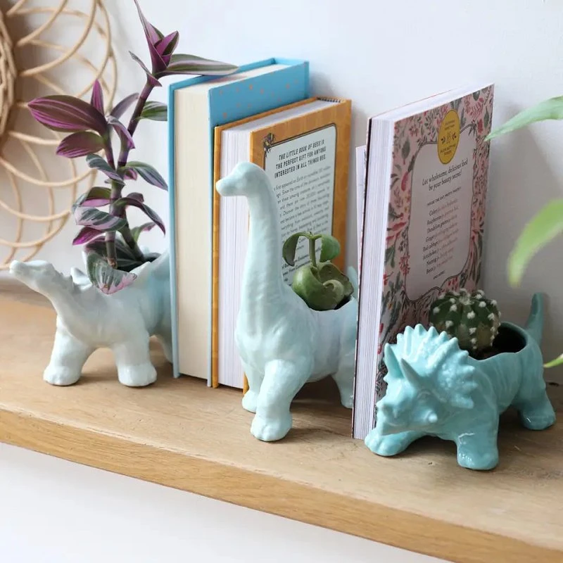 Dinosaur Head Planter Flower Pot Animal Decor for Garden and Home