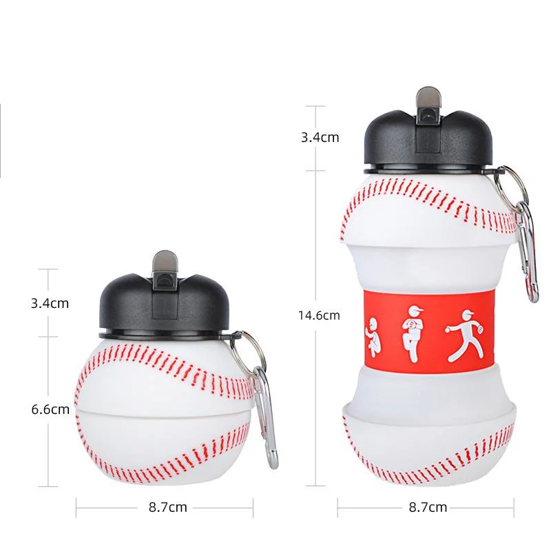 Bouteille de sport pliable en silicone portable, créative, étanche et anti-fuite pour une utilisation en extérieur.