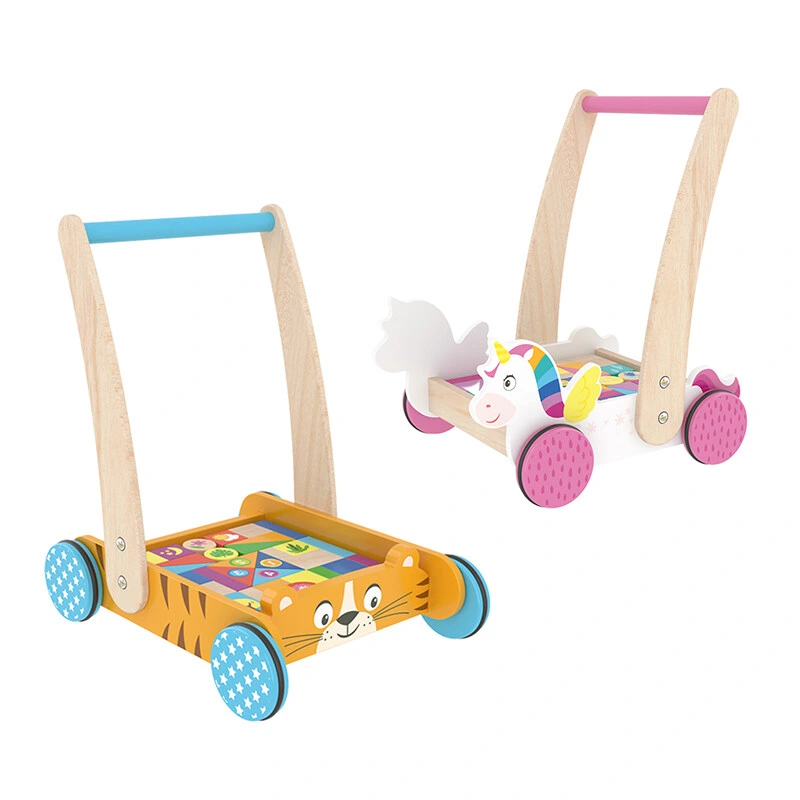 Bébé en bois bébé poussette jouet Walker activités d'apprentissage multifonction enfants 12 mois +