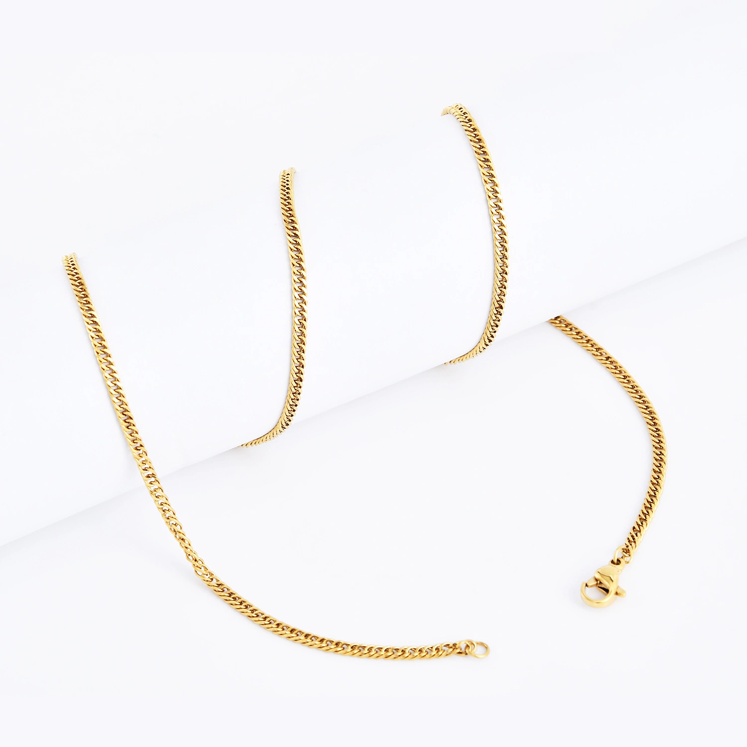 Wholesale/Supplier Fashion Accessories Gold Plated Rose Gold Stainless Steel Popular Necklace Jewellery Double Curb Polish Chain Jewelry for Custom Necklace