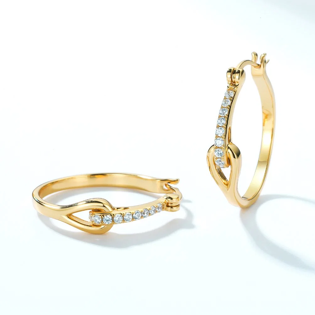 تصميم جديد مجوهرات الذهب طلاء الذهب داينتي سي زد هوجى هوب المحاجر 925 شركة إرانغز فضية
