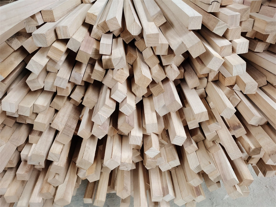 Solid Wood Square Chamfer Triangle Paulownia Chamfer Wood Strips Moulding