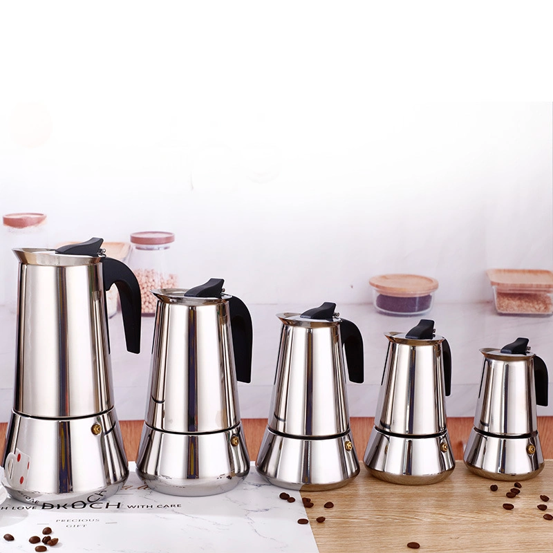 High Quality 6 Cup Moka Pot Stainless Steel Espresso Maker New Portable Office Coffee Maker