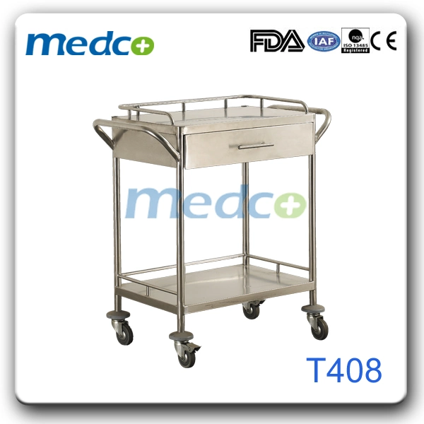 Medicine Stainless Steel Trolley Hospital Hand Cart with Layers