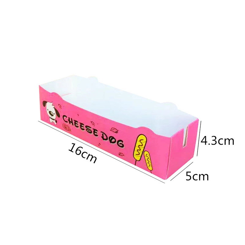 Disposable Restaurant Picnic Party Food Packaging Sausage Hot Dog Paper Boxes for Takeaway Container