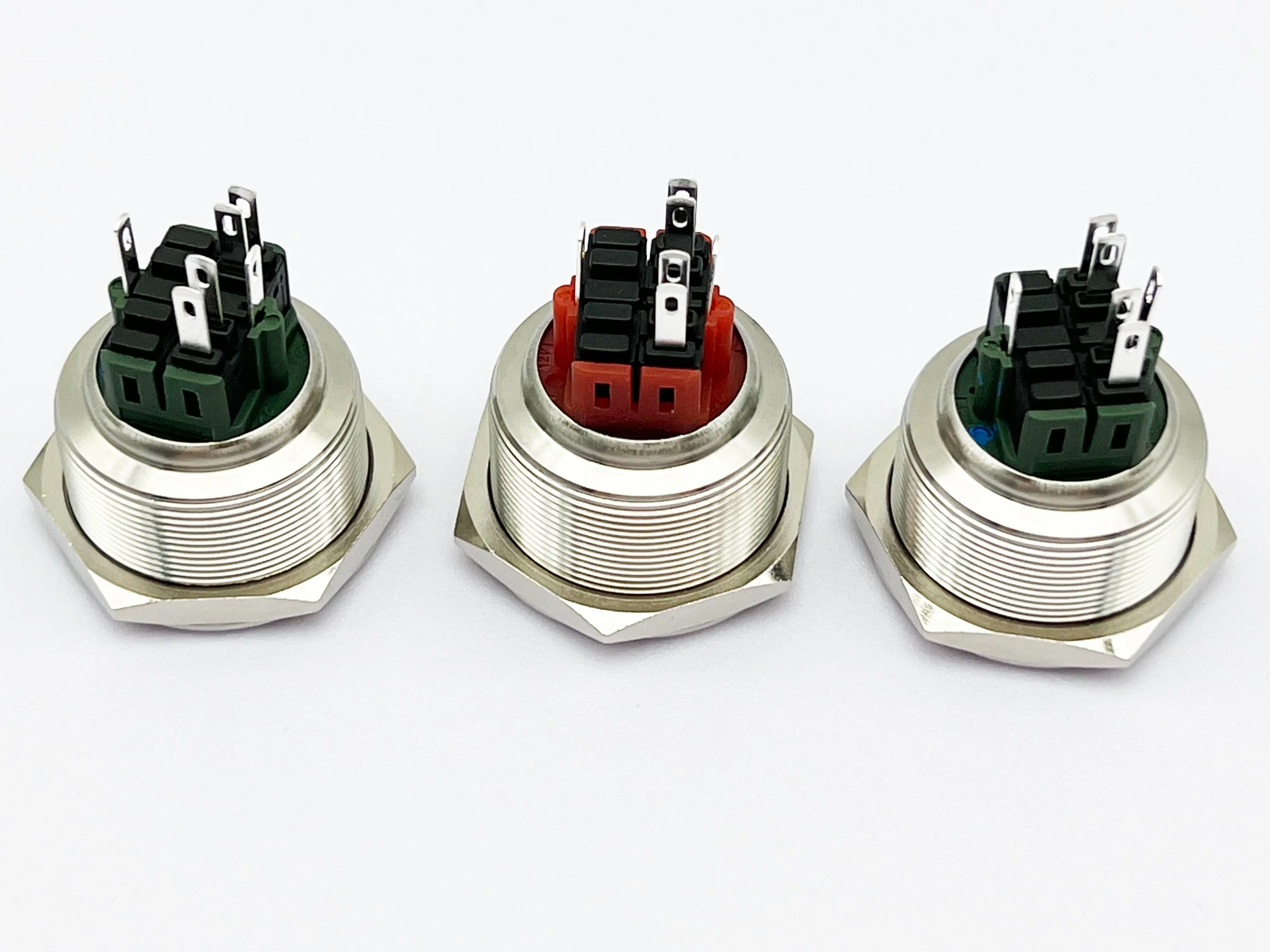 30mm Red LED Stainless IP67 Hazard Warning Lamp Switch for Car