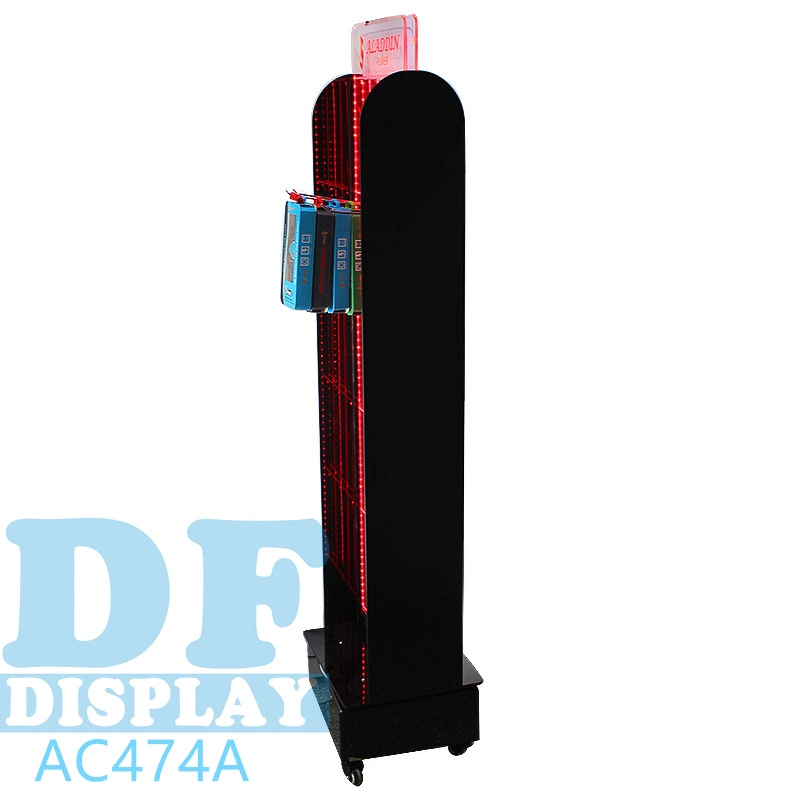 Floor Standing Cell Phone Accessory Display Rack Pegboard Display Rack with Wheels Acrylic Display Rack with LED