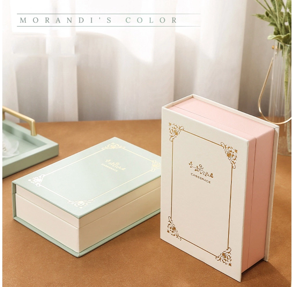 PU Leather Diary Jewelry Box Stand Magnetic Design Magic Book Jewelry Box